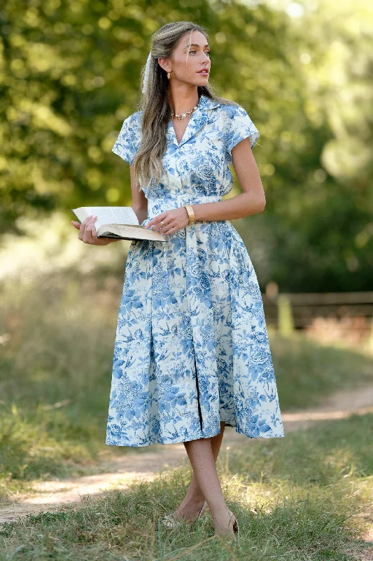 Midi dresses with embroidered accents for a unique and detailed designEven The Score Blue & White Midi Dress