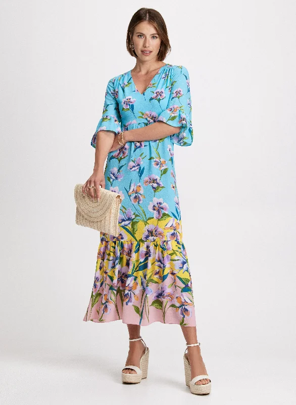 Midi dresses with empire waists for a flattering maternity optionFloral Print Day Dress