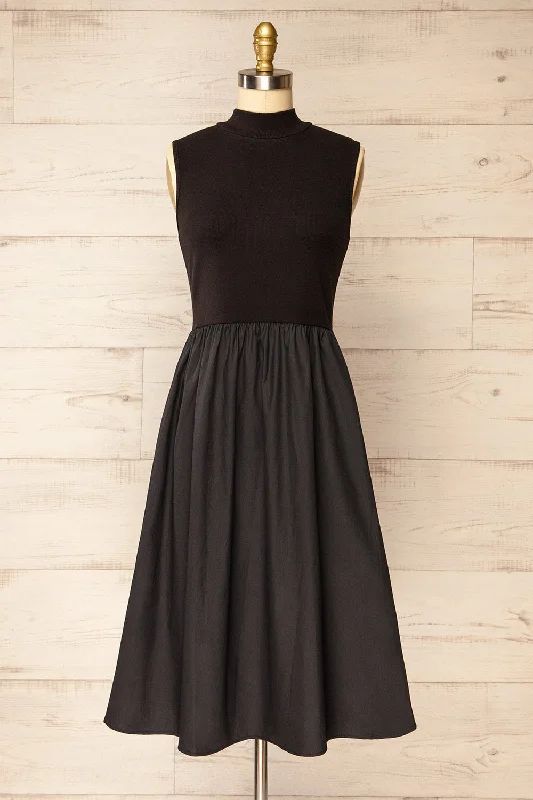 Midi dresses with animal prints for a bold and confident appearanceFrell Black | Midi Dress w/ Mock Neck