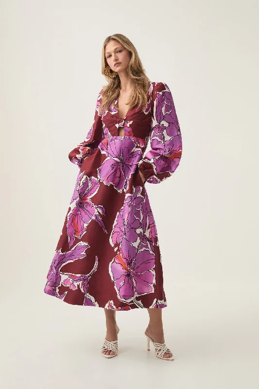 Midi dresses with cold - shoulder cutouts for a trendy styleInflorescence Midi Dress