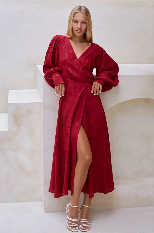 Midi dresses with polka dot prints for a playful summer outfitIsabella Long Sleeve Wrap Dress