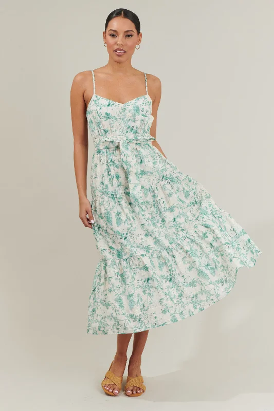 Sheath midi dresses with beaded embellishments for a formal occasionJaya Floral Tiered Midi Dress