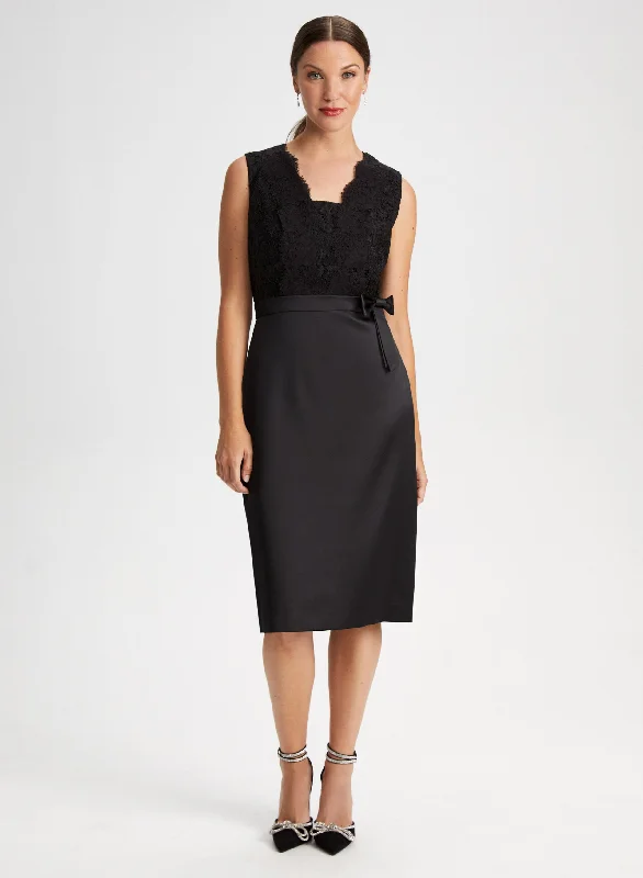Midi dresses with patchwork patterns for a one - of - a - kind styleLace & Bow Detail Dress