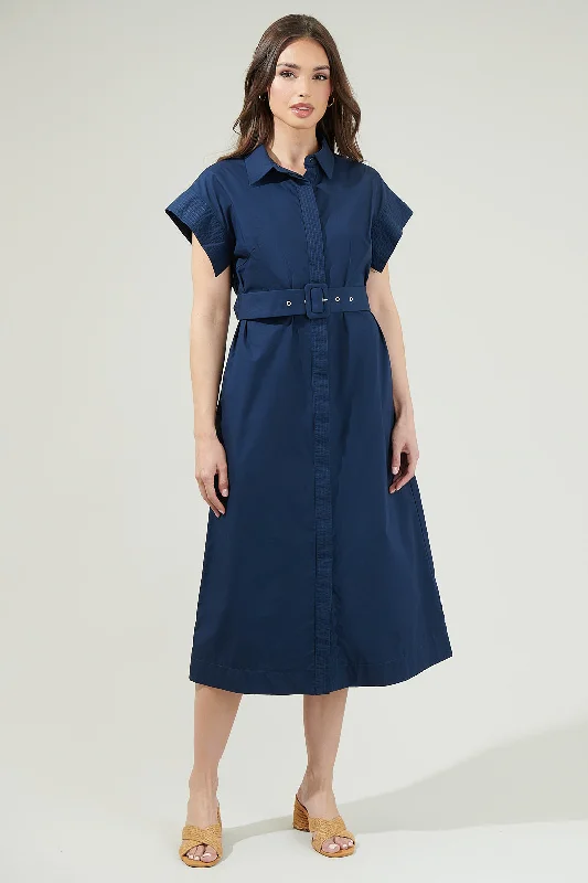 A - line midi dresses with floral prints for spring brunchesLorelei Button Down Midi Dress