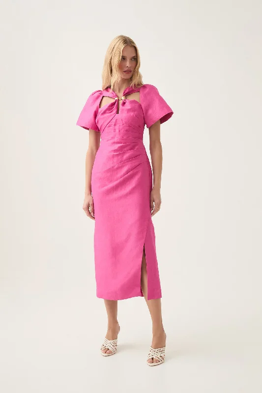 Midi dresses with lace - up fronts for a unique and adjustable stylePresence Twisted Midi Dress