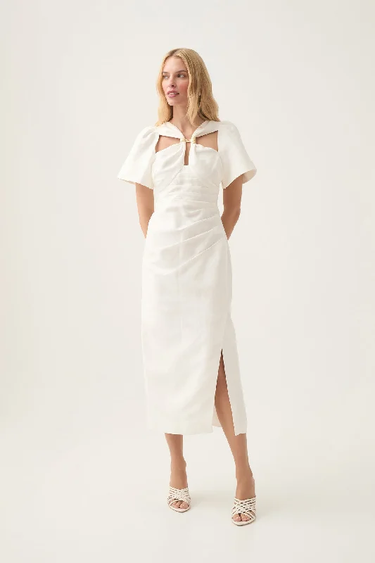 Midi dresses with ribbed textures for a unique and tactile appearancePresence Twisted Midi Dress
