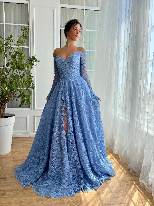 Midi dresses with animal prints for a bold and confident appearanceSerene Sapphire Gown