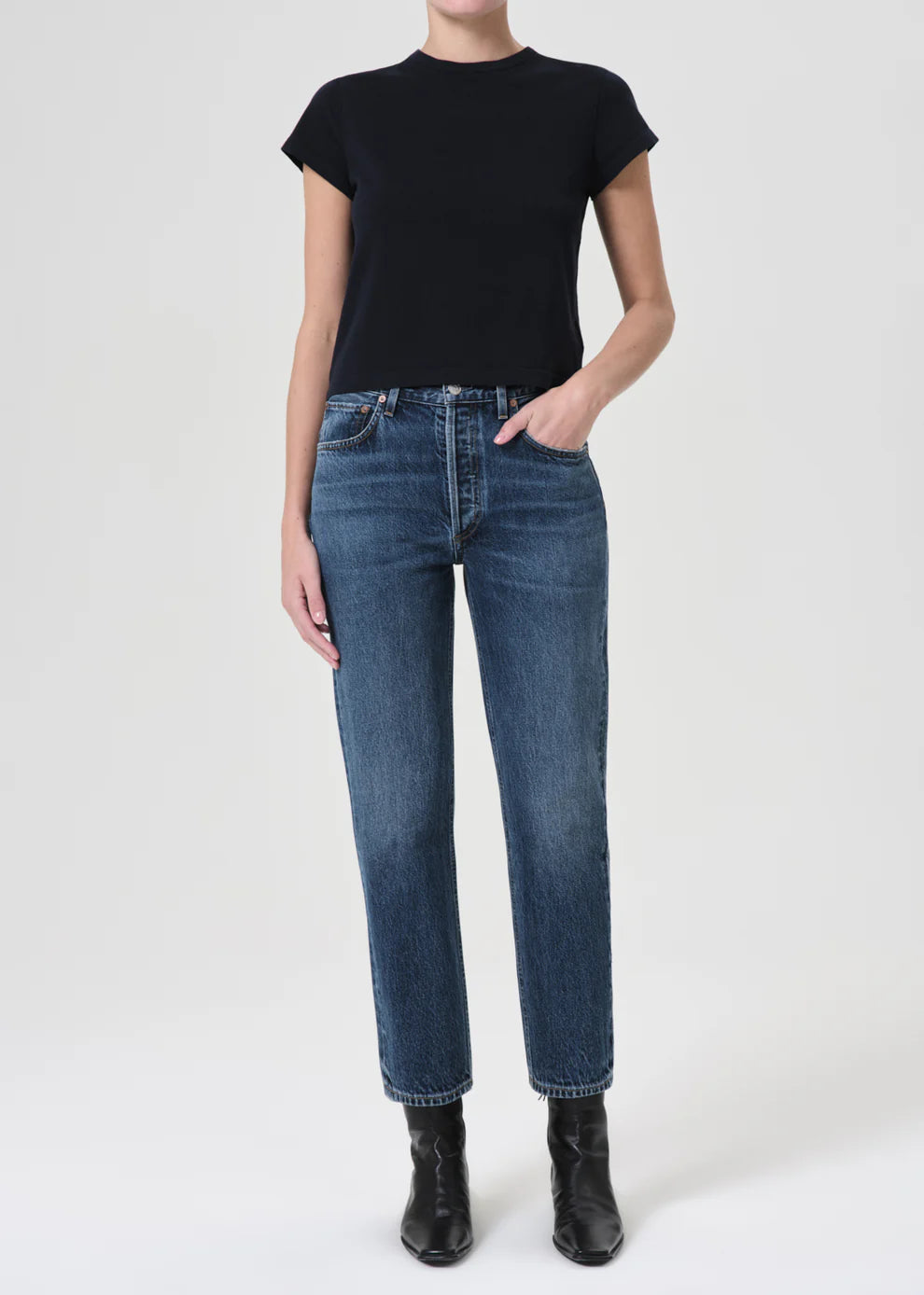 Oversized Denim Top for a Relaxed and Casual VibeAgolde -  Riley High Rise Straight Crop