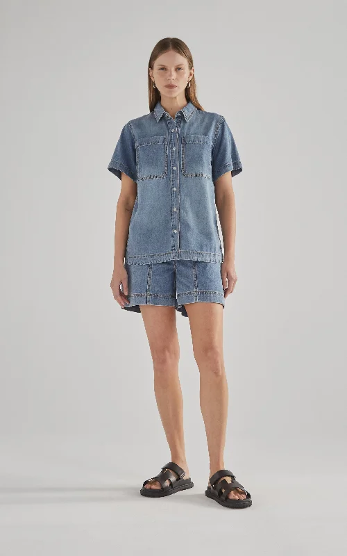 Studded Denim Top for a Glamorous and Bold StyleCabana Rodeo Blue Denim Shirt
