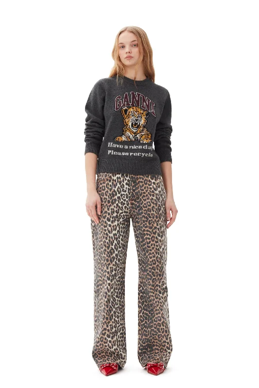 Denim Top with a Collared Neckline for a Preppy StyleGanni - Print Denim Izey