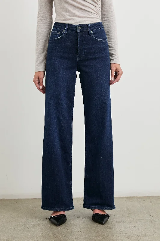 Button - Down Denim Top with a Classic DesignGETTY WIDE LEG - AFTER MIDNIGHT
