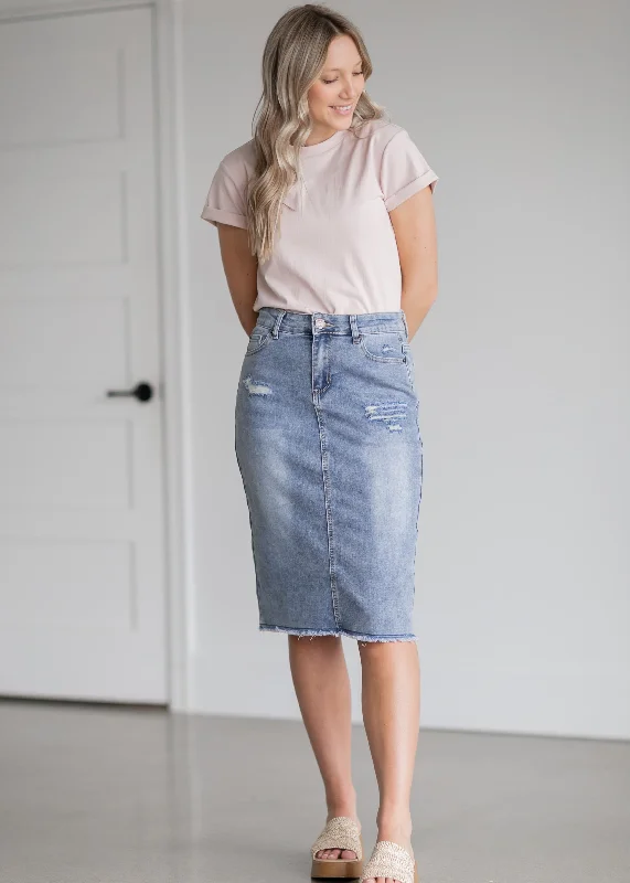 Hadley High Rise Denim Midi Skirt - FINAL SALE