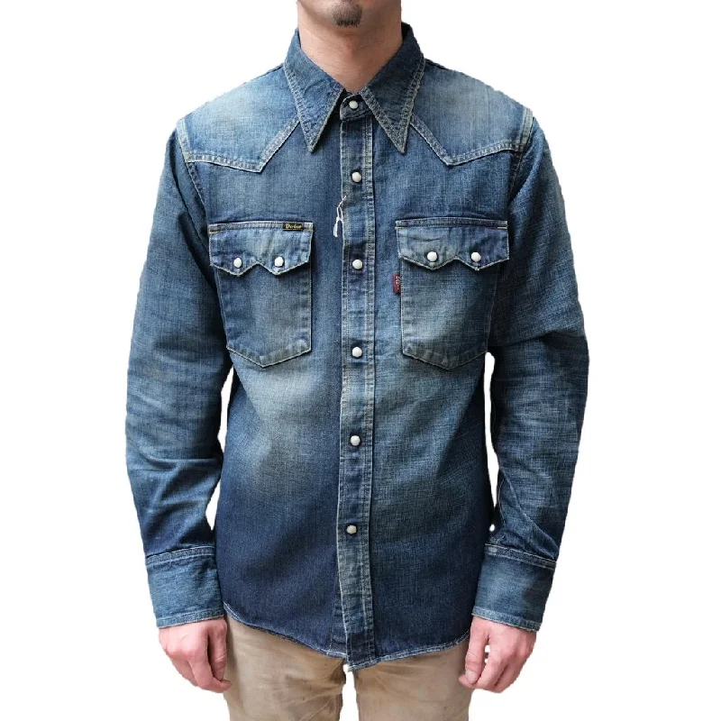Denim Top for a Beachside Picnic with a Laid - Back StyleStudio D'Artisan "Crazy" Denim Western Shirt Denim Top for a Beachside Picnic with a Laid - Back StyleStudio D'Artisan "Crazy" Denim Western Shirt