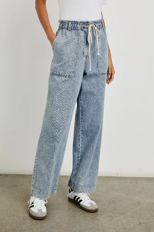 Patchwork Denim Top with a Unique and Artistic AppealRYAN PANT - FADED INDIGO