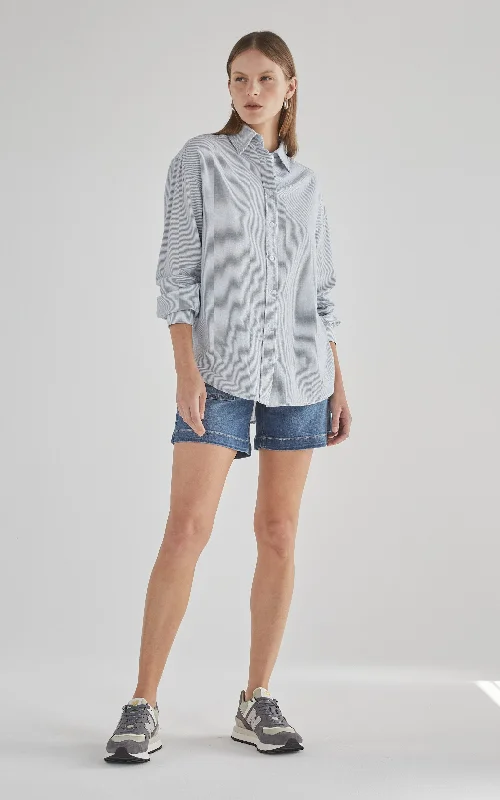Denim Top for a Beachside Picnic with a Laid - Back StyleTilbury Sunbleach Stripe Shirt