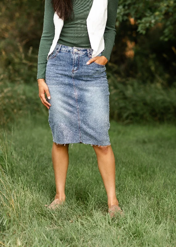 Veronica Medium Wash Midi Skirt - Final Sale