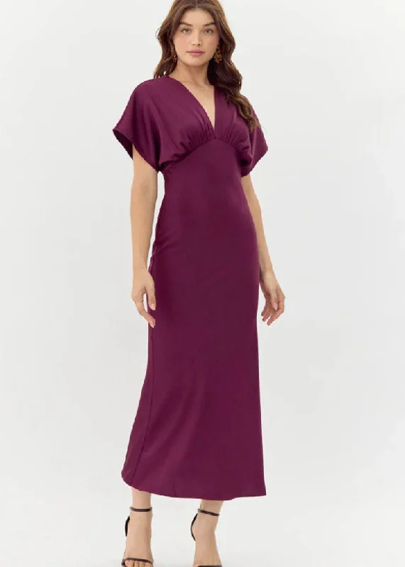 Maxi dresses with a wrap - around style for a customizable fitAdelyn Rae Darlinda Midi Dress - Plum Maxi dresses with a wrap - around style for a customizable fitAdelyn Rae Darlinda Midi Dress - Plum