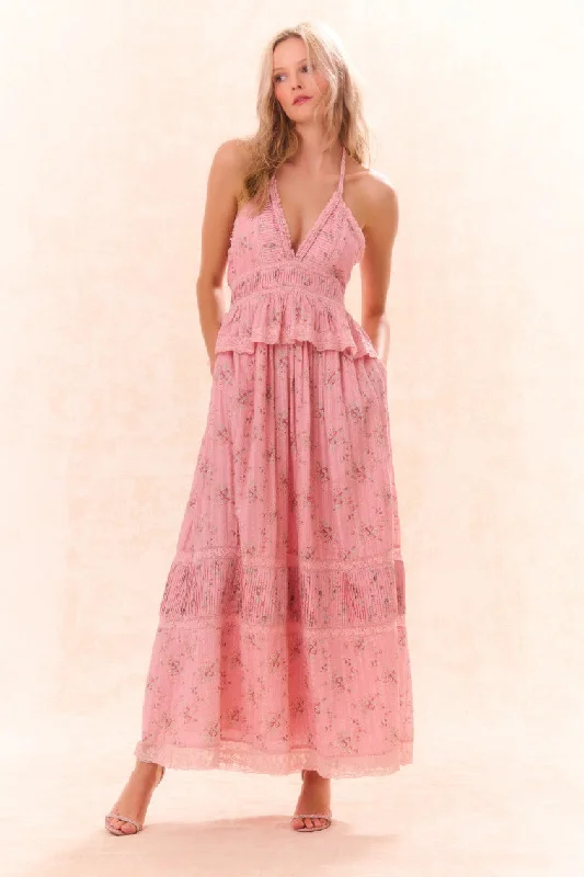 Maxi dresses with one - shoulder designs for a stylish and asymmetric lookAvice Halter Cotton Print Maxi Dress