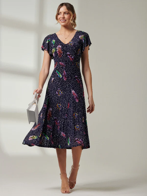 Maxi dresses with a cinched waist for a defined silhouetteLucille Fit & Flare Mesh Dress, Navy Multi