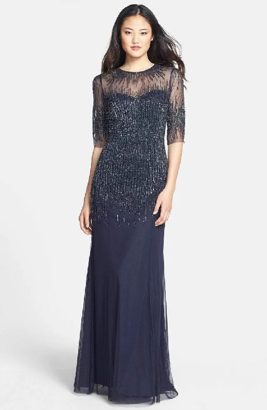 Geometric - printed wedding guest dresses for a modern weddingAdrianna Papell - 91896950 Embellished Illusion Jewel Sheath Gown
