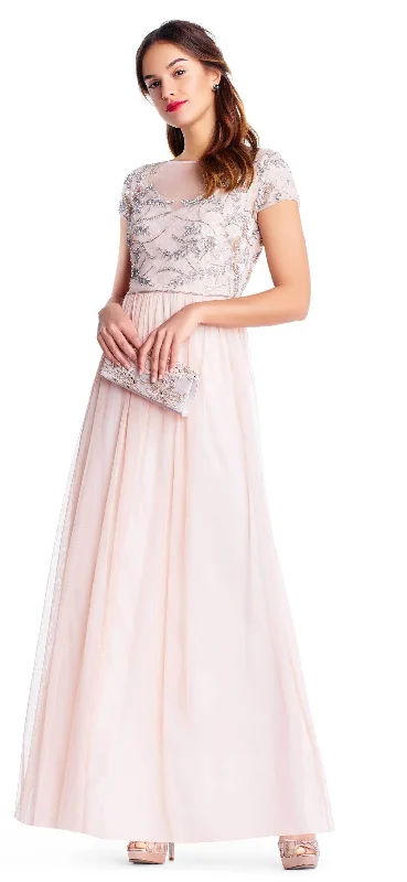 Wedding guest dresses with abstract prints and long trainsAdrianna Papell - AP1E202874 Embellished Illusion Tulle A-line Dress