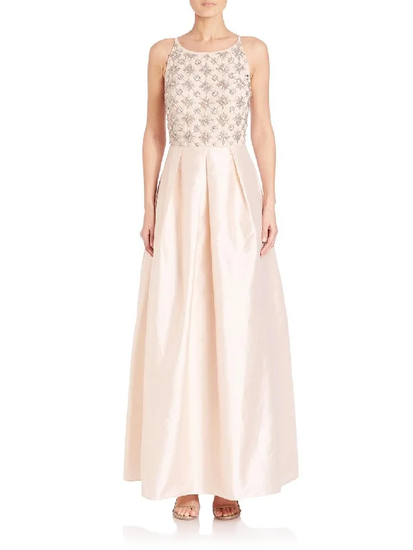 Polka - dot - printed wedding guest dresses with short sleevesAidan Mattox - Embellished Bateau Neck Dress 54468670