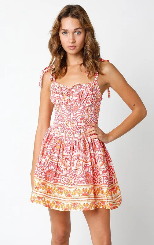 Chateau Orange Floral Bustier Dress