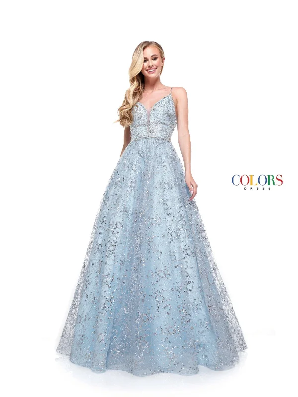 Midi wedding guest dresses in navy blue for a formal affairColors 2288 Prom Long Formal Beaded Mesh Ball Gown