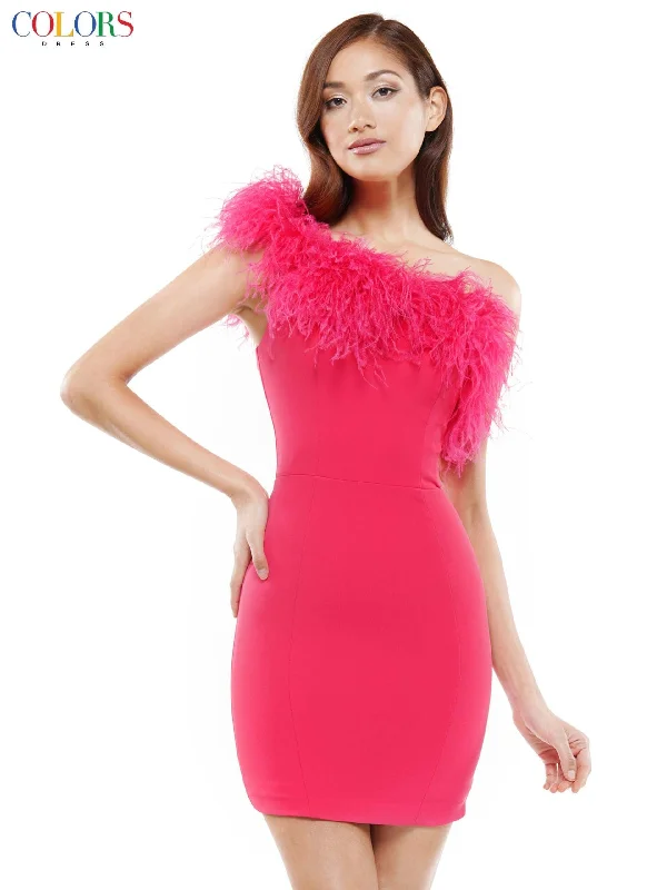 Wedding guest dresses with tassel - adorned belts and A - line skirtsColors 2404 Colors Prom Short One Shoulder Cocktail Dress