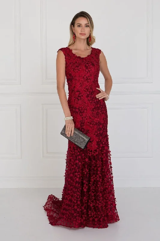 Wedding guest dresses with cut - out details and midi lengthsElizabeth K - GL1529 Scoop Appliqued Evening Dress Wedding guest dresses with cut - out details and midi lengthsElizabeth K - GL1529 Scoop Appliqued Evening Dress
