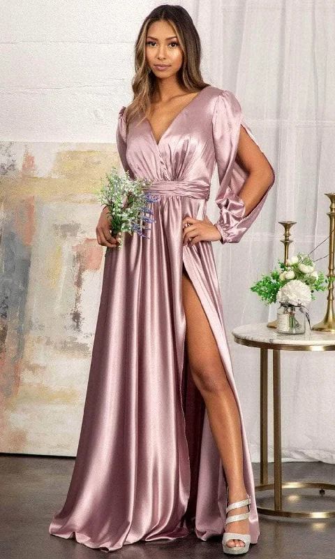 Strapless wedding guest dresses with rhinestone - studded bodicesElizabeth K GL1990 - Split Sleeve High Slit Evening Dress Strapless wedding guest dresses with rhinestone - studded bodicesElizabeth K GL1990 - Split Sleeve High Slit Evening Dress
