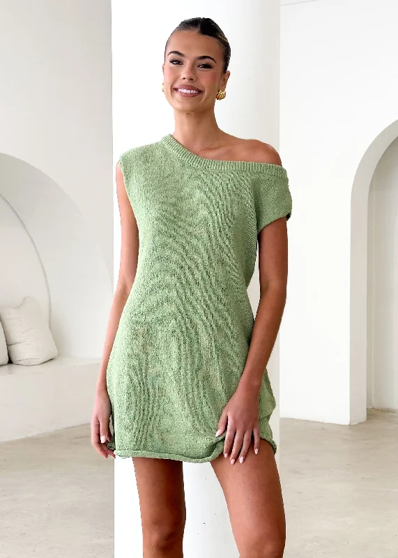 Franky One Shoulder Dress - Green