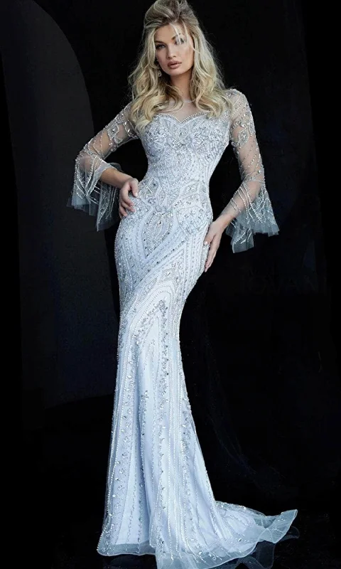 Wedding guest dresses with cold - shoulder designs and solid colorsJovani 60827 - Beaded Mother of the Bride Dress