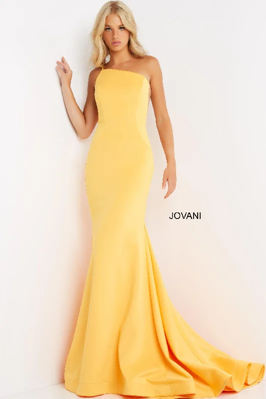 One - shoulder wedding guest dresses with beaded detailsJovani 06763 One Shoulder Sexy Long Prom Dress