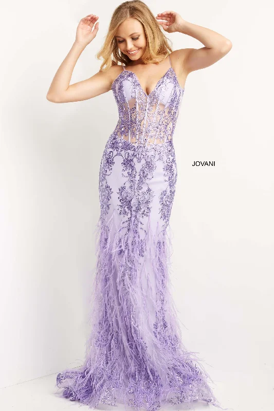 Wedding guest dresses with empire waists and tulle skirtsJovani 08141 Spaghetti Strap Long Prom Dress