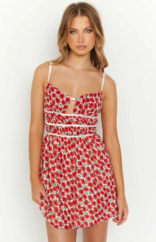 Kandi Red Floral Mini Dress