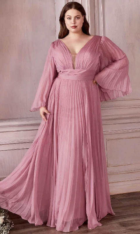 Wedding guest dresses with keyhole backs and flowing fabricsLadivine CD242C - Bell Sleeve Chiffon Gown