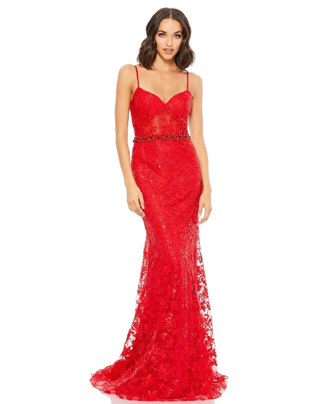Wedding guest dresses with button - down fronts and A - line silhouettesMac Duggal 12406 Long Prom Dress