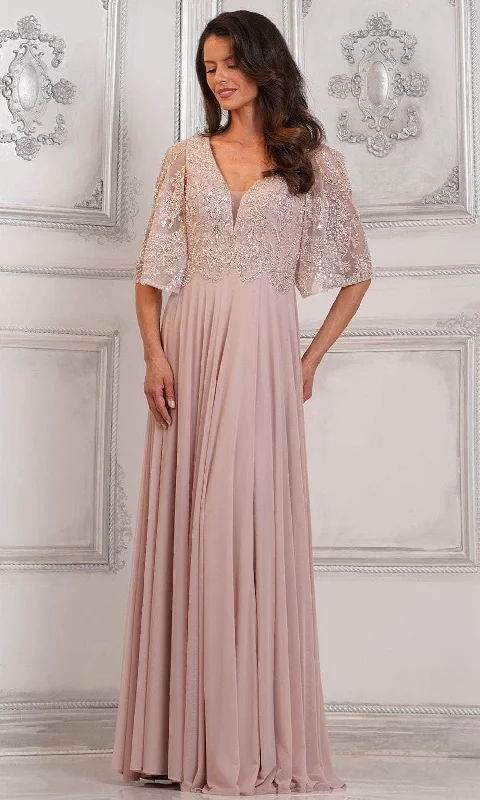 One - shoulder wedding guest dresses with beaded detailsMarsoni by Colors MV1302 - Cape Sleeve A-Line Formal Dress