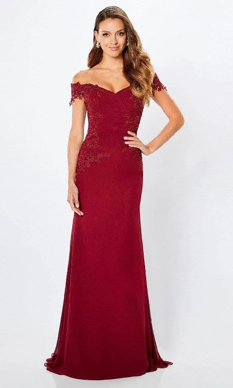 Wedding guest dresses with mesh panels and empire waistsMontage by Mon Cheri 221964 - Applique Sheath Evening Dress