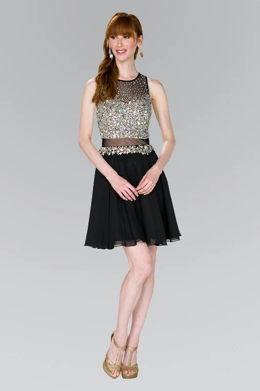 Animal - print wedding guest dresses in subtle colors for a bold statementSleeveless Short Prom Dress Homecoming