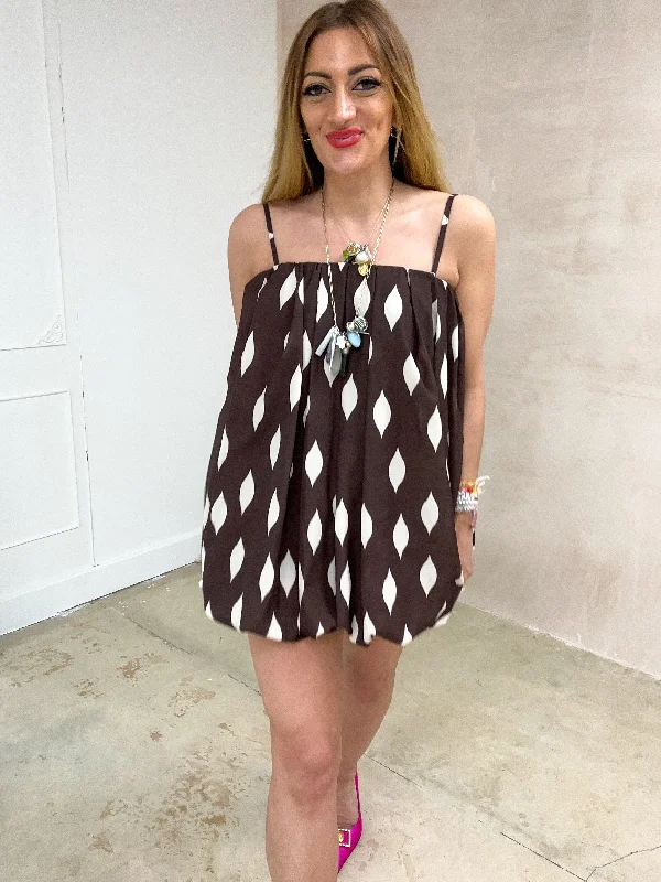 Mini dresses with pocket details for added functionalityPuffball Mini Dress In Brown