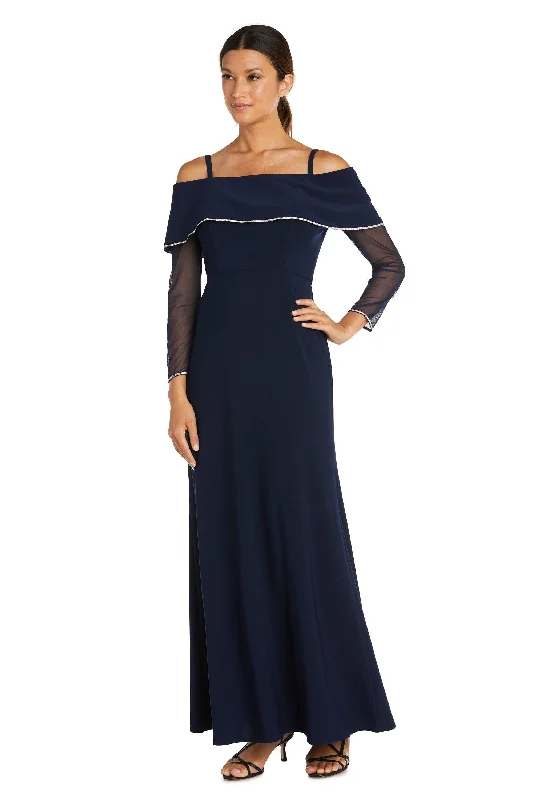 Wedding guest dresses with pom - pom trims for a playful lookR&M Richards 2637 Mother Of The Bride Long Dress