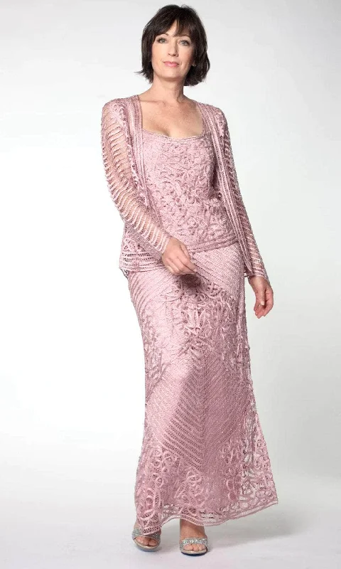 Ruffled - sleeve wedding guest dresses in light blue for a spring weddingSoulmates C1028 - Scoop Beaded Lace Formal Dress