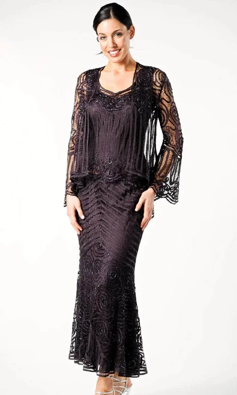 Wedding guest dresses with puff sleeves and knee - length hemsSoulmates D7156 - Crochet A-Line Formal Dress