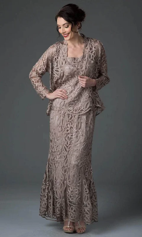 Plaid wedding guest dresses in muted colors for a fall weddingSoulmates D9130 - Lace Three Piece Formal Dress