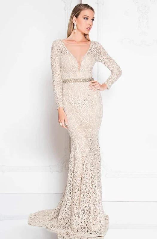 Wedding guest dresses with fringe accents for a bohemian - inspired weddingTerani Couture - 1812E6299 Long Sleeves Lace Gown