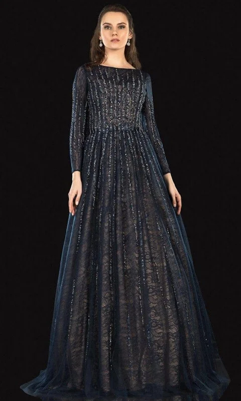 Off - the - shoulder wedding guest dresses in chiffonTerani Couture - 2021M2973 Bateau Embellished A-Line Gown