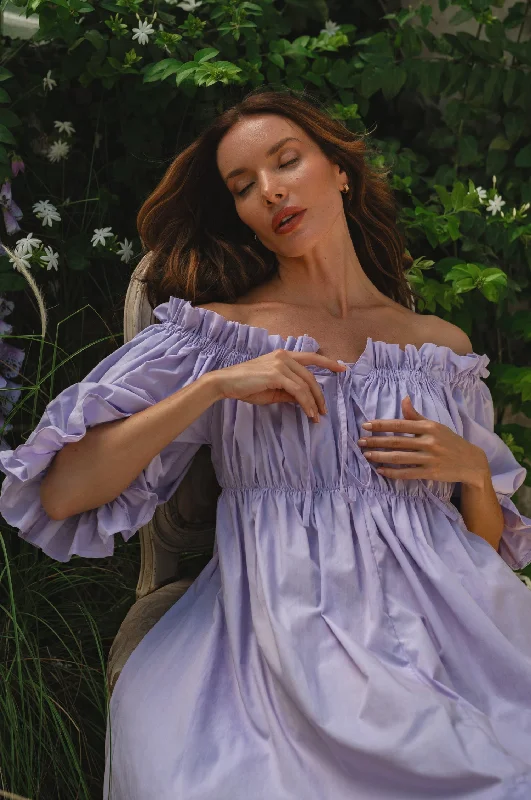 Mini dresses with pleated skirts for a classic lookVacay Off Shoulder Cotton Mini Dress