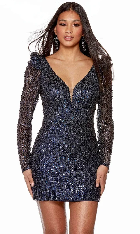 Mini cocktail dresses with a denim fabric for a casual - chic lookAlyce Paris 4789 - Sequin Mesh Backless Cocktail Dress Mini cocktail dresses with a denim fabric for a casual - chic lookAlyce Paris 4789 - Sequin Mesh Backless Cocktail Dress